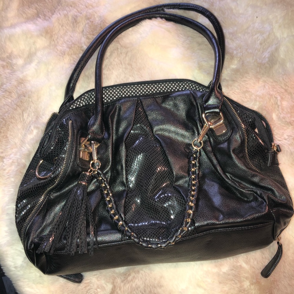 Black and Gold Call it Spring Top Handle Bag